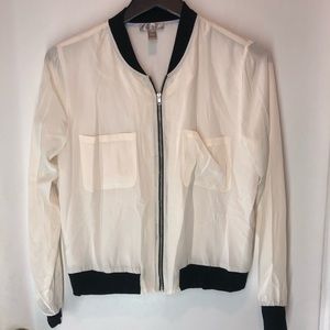 White Silk Bomber Jacket